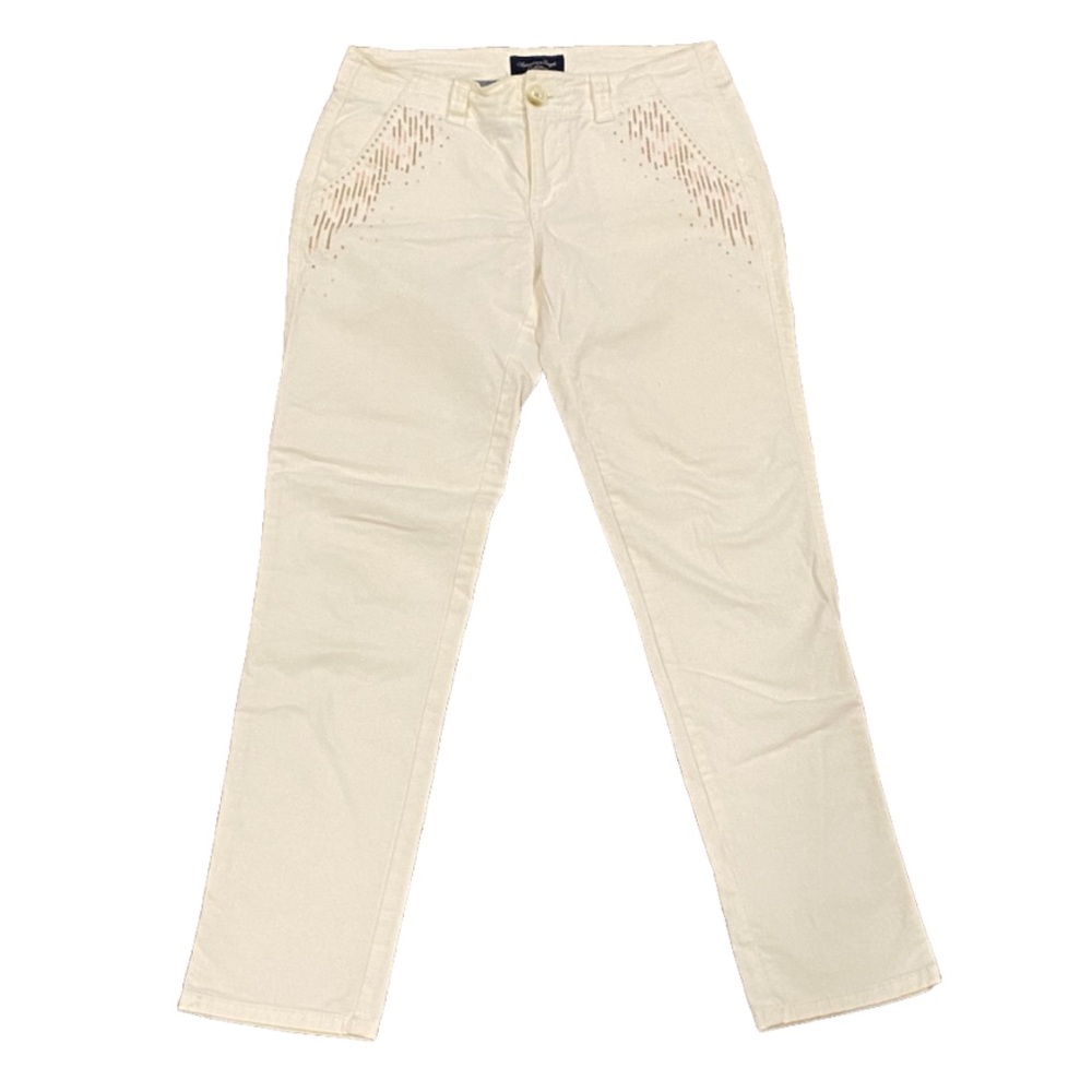 American Eagle Outfitters Embroidered Flat Front Cropped Chino Pants Women’s 0
